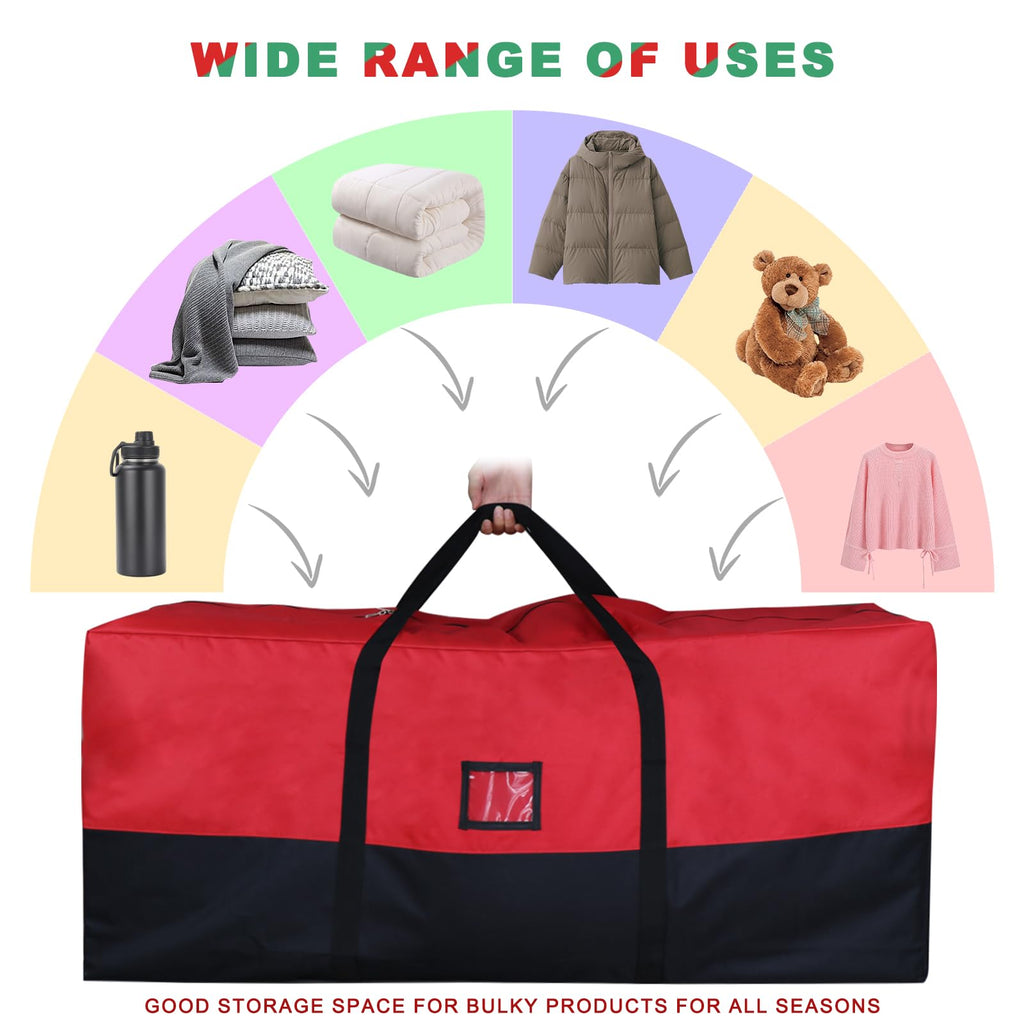 Bstge Christmas Tree Storage Bag, 7.5 ft, 600D Oxford, Red Black