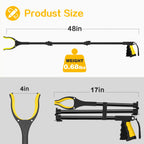48 Inch Extra Long Grabber Reacher Tool，Foldable Pick Up Stick with Strong Grip Magnetic，360°Rotating Anti-Slip Jaw 4" Wide Claw Opening,Hand Grabber for Reaching