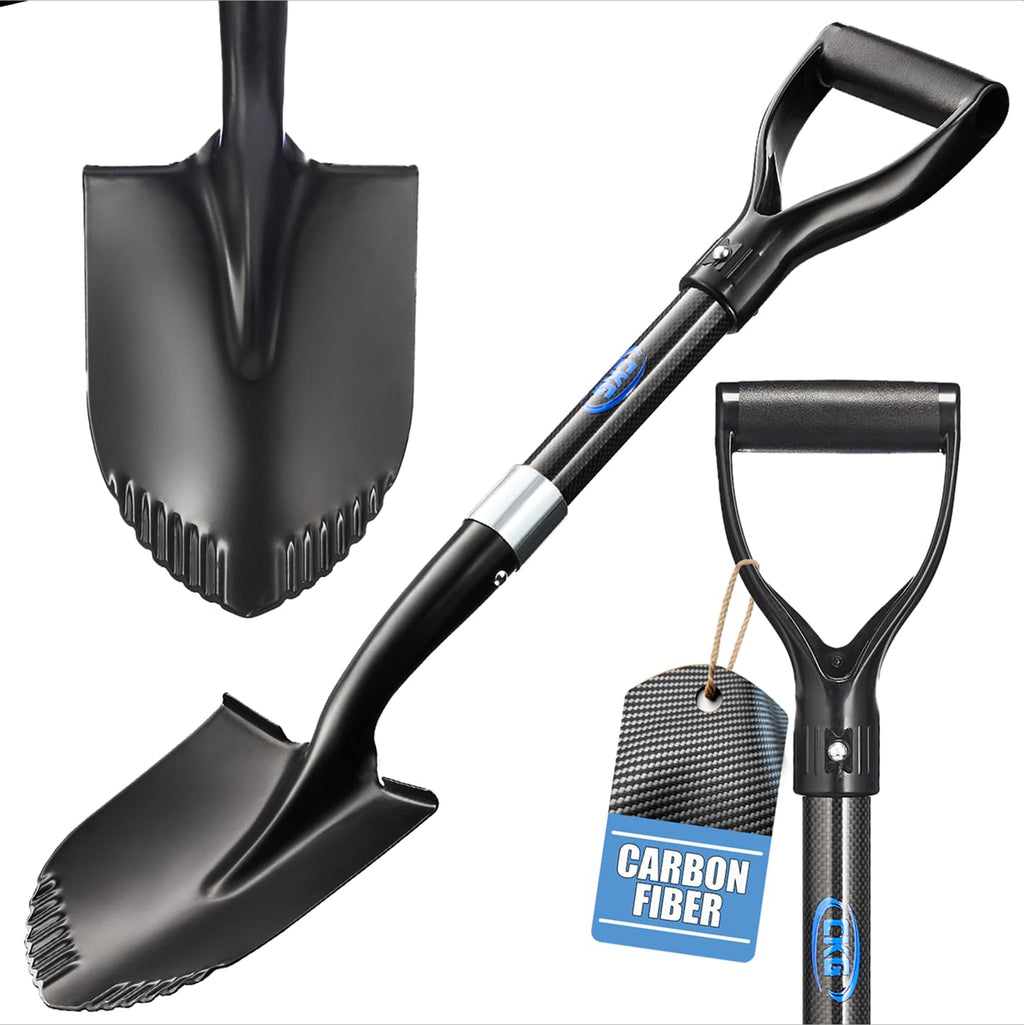 CKG Small Shovel Carbon 28 Inches Lightweight Camping Portable Shovel Ideal for Digging, Small Garden Shovel with D Handle Round Point Blade Camp Shovel