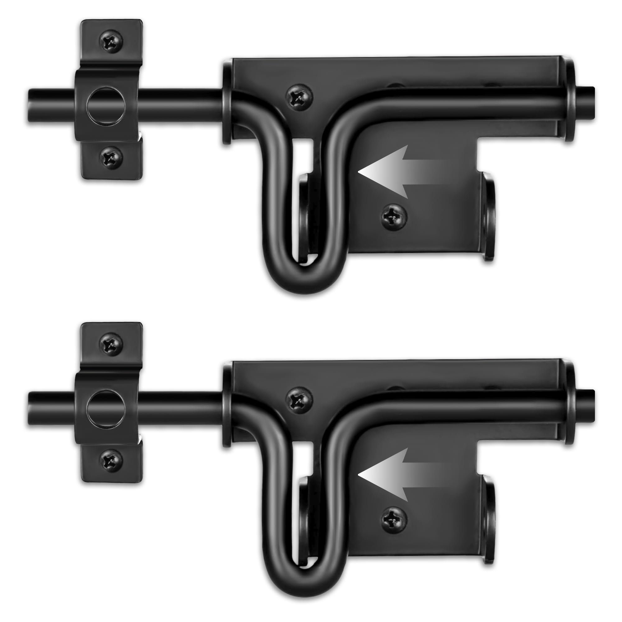 HTHOOOOOME Slide Bolt Gate Latch with Padlock Hole, Heavy Duty Fence Slide Latches Outdoor Doors for Wooden Fence, Shed Door, Vinyl Door-2pack