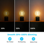 G16.5 E12 Globe LED Bulb, 2700K Warm White Dimmable, 60W Equivalent