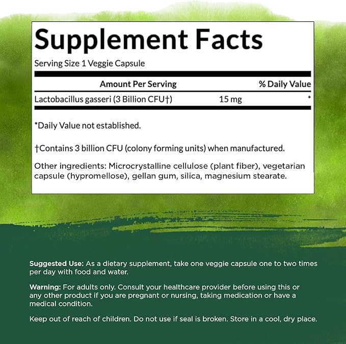Swanson Lactobacillus Gasseri - Vegan Probiotic Supplement - Supports Energy Metabolism & Gut Health* - No Refrigeration Required - 60 Veggie Capsules (2 Pack)