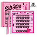 Self Adhesive Eyelashes 48Pcs Lash Clusters Self Stick Lashes Reusable Self-adhesive Lashes No Glue Cluster Lashes Easy for Use(Lotus,D-10-18mix)