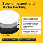 Sticky Flexible Adhesive Magnets for Crafts, 0.8"x0.08" (20x2mm), 45 pcs