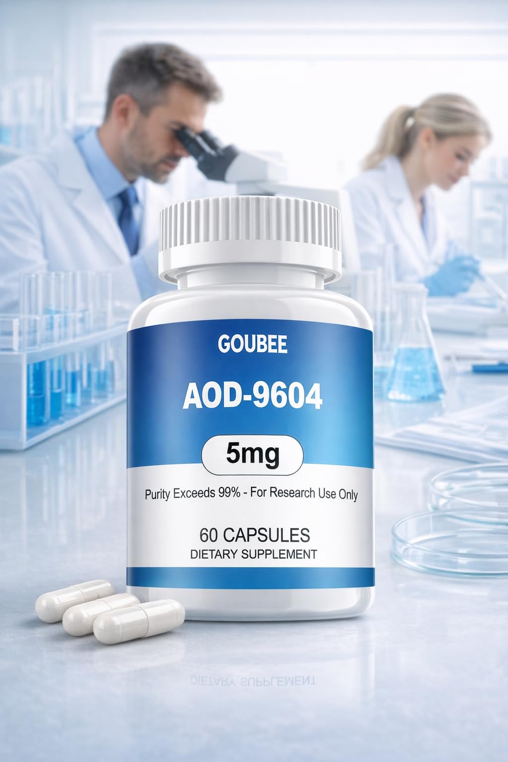 GOUBEE AOD-9604 (5MG) Peptide High-Purity Lyophilized Capsules, 99% Purity - 60 ct