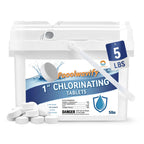 1 Inch Chlorine Tablets for Pools & Spas, 5 LB – Slow Dissolving Stabilized Trichlor Tabs with 90% Available Chlorine for Hot Tubs, Above-Ground & In-Ground Pools