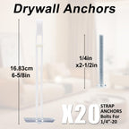 Heavy Duty Drywall Anchor Bolts with 1/4"-20 Fastener Suitable for TV Mounting Hollow Wall Anchor Bolt Screw Kit Supports Up to 270 lbs Each on 1/2 Inch Drywall Pack of 20
