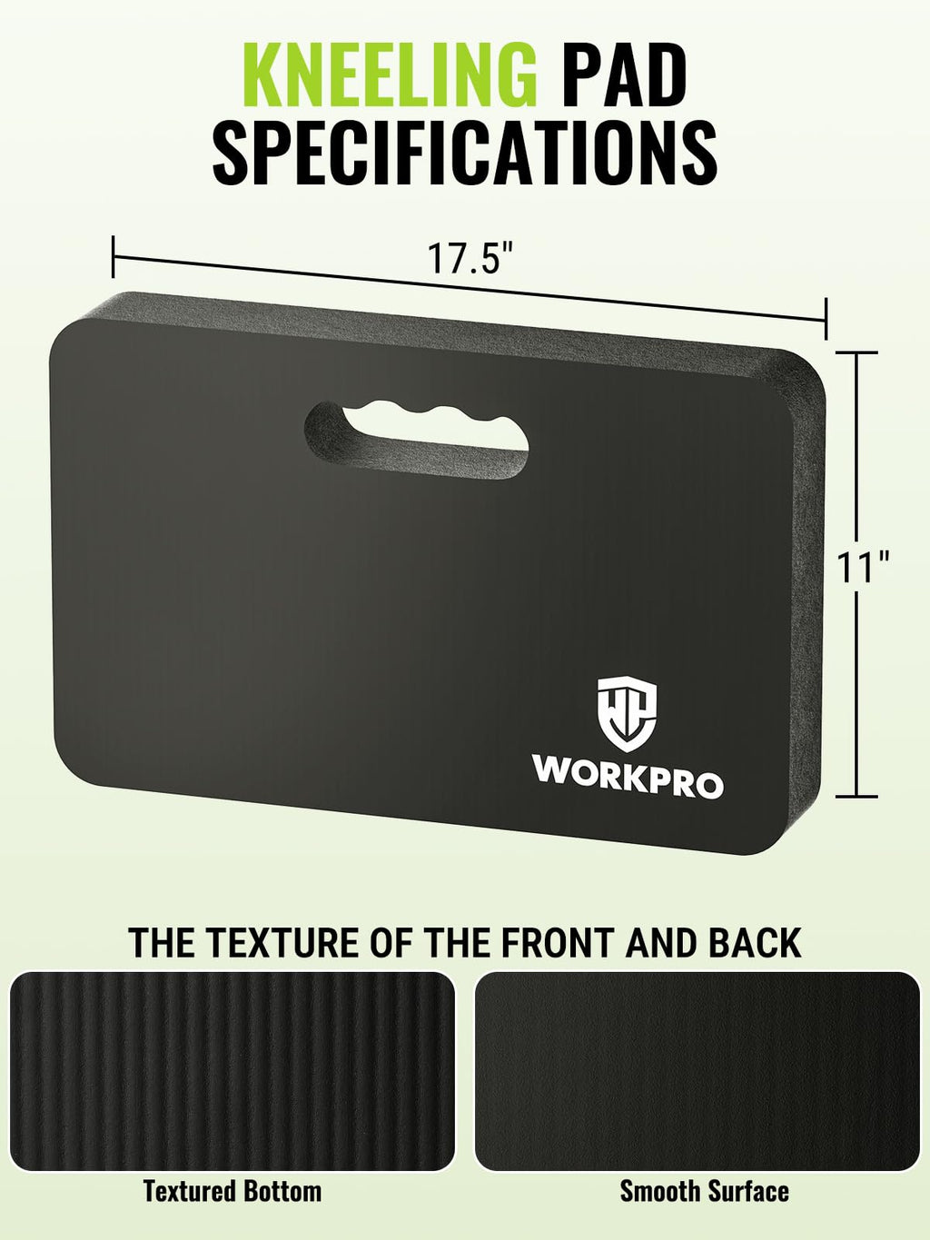 WORKPRO Extra Thick Kneeling Pad, 1 Pack, Black, 17.5 x 11 x 1.5 in