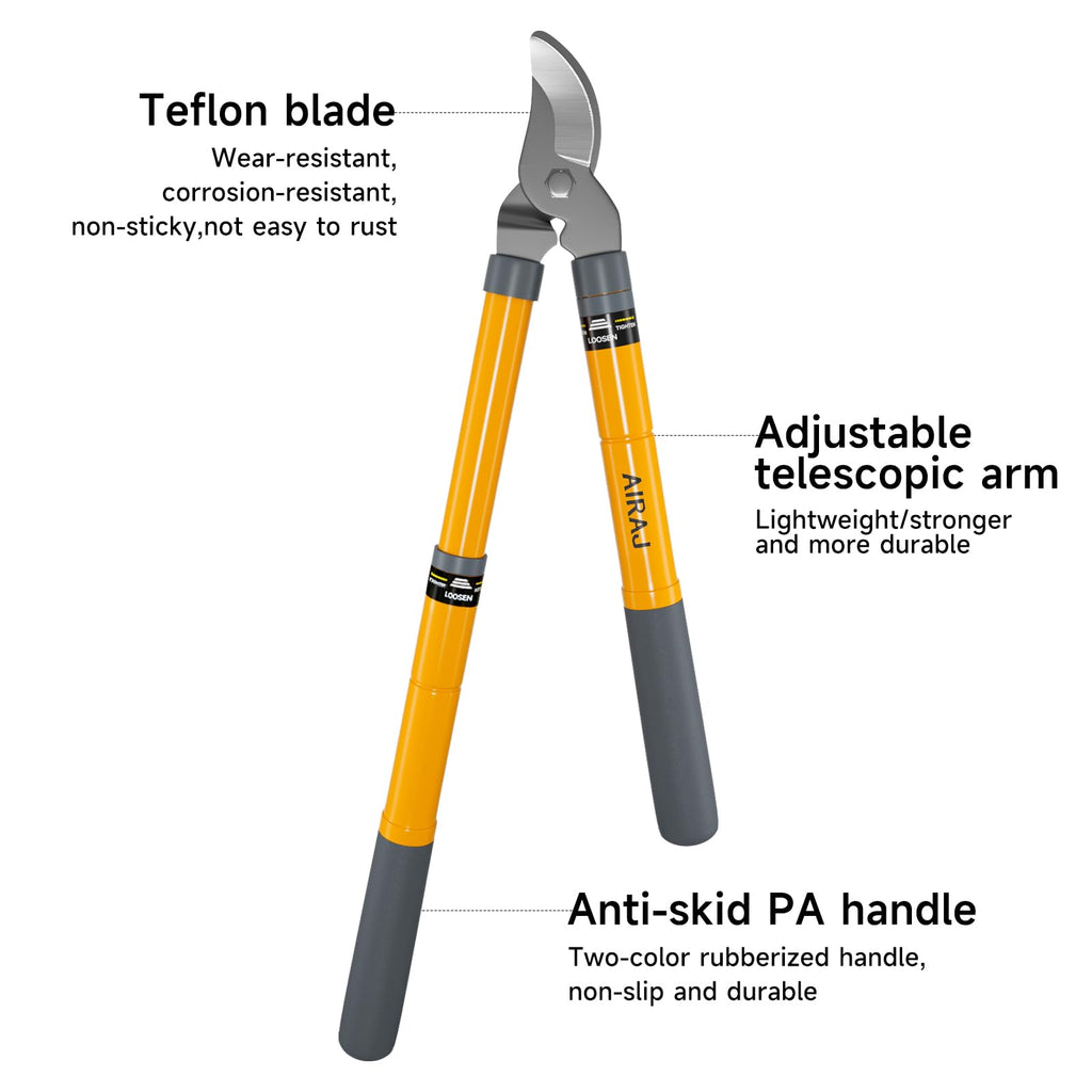 AIRAJ 16-24'' Extendable Loppers for Tree Trimming | Branch Cutter with 1.5“ Cutting Capacity | Loppers for Gardening | Garden Shears