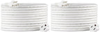 Amazon Basics Extension Cord, 13 Amps, 125V, 20 Foot, White, 2-Pack