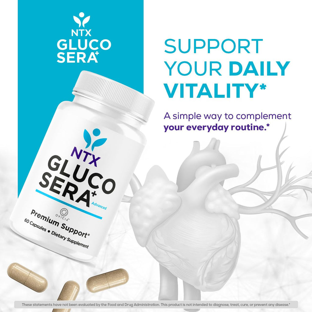 NTX Gluco Sera Capsules - Official NTX GlucoSera Pills Advanced Premium Formula Support Maximum Strength, All Natural Ingredients for Overall Health & Wellness, 60 Capsules for 1 Month