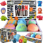 Bath Bombs for Kids with Toys Inside - Organic Bubble Bath Fizzies with Jungle Animal Toys. Gentle and Kids Friendly Spa Bath Balls, Bath Fizz Balls - Valentines Day Gift for Toddlers, Boys, Girls