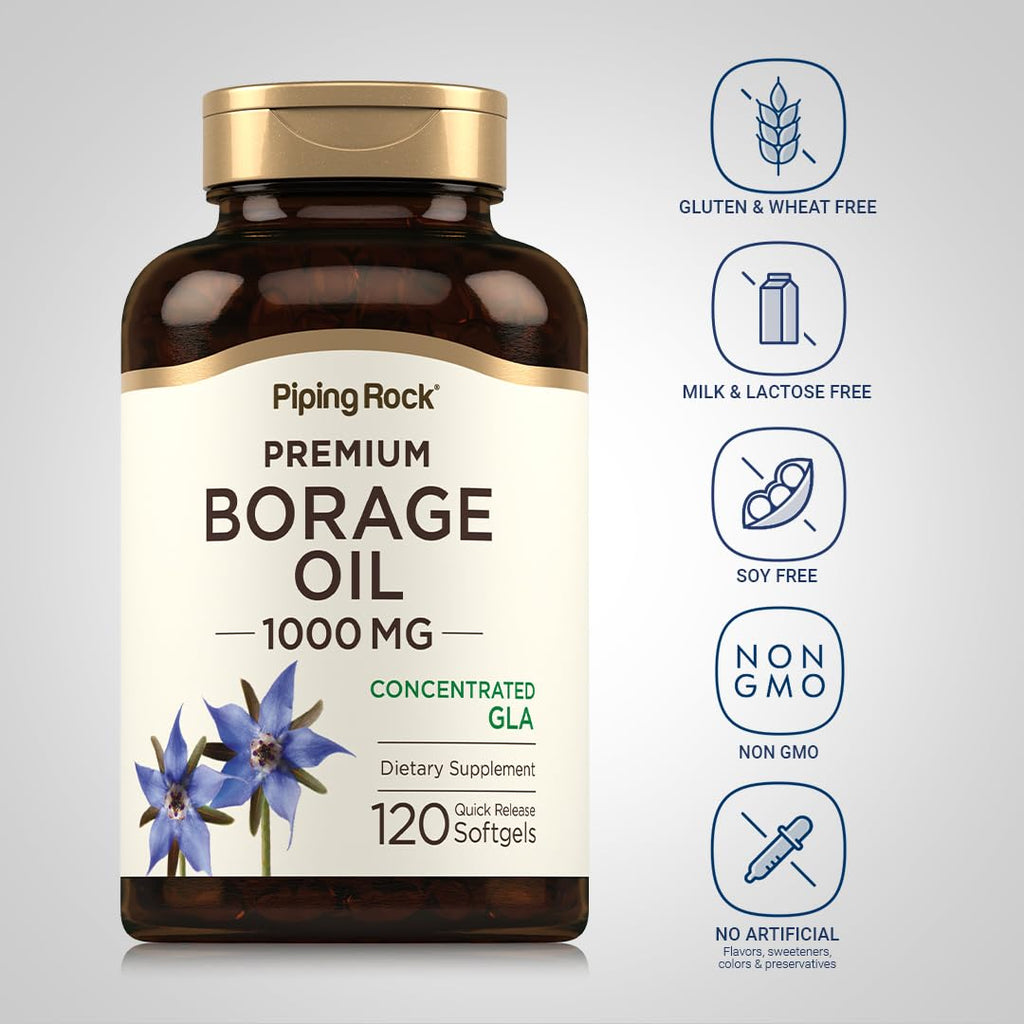Piping Rock Borage Oil Supplement 1000mg | 120 Softgel Capsules