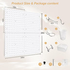 FZK Peg Board with Hooks, Plastic Pegboard Kit with 4 White Pegboards and Accessories, Peg Board Wall Organizer for Office and Craft Room