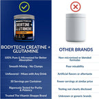 BodyTech Creatine + Glutamine with Beta Alanine Powder, Supports Training & Recovery, Pre Workout & Post Workout Supplement for Men & Women, Unflavored, Gluten Free, 10.8 Oz, 30 Servings