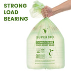 SUPERBIO 13 Gallon Compostable Kitchen Waste Bags, 50 Count, 1 Pack, Flat top Food Scrap bags, Certified by BPI and OK compost INDUSTRIAL, 49.2L, 0.87 Mil