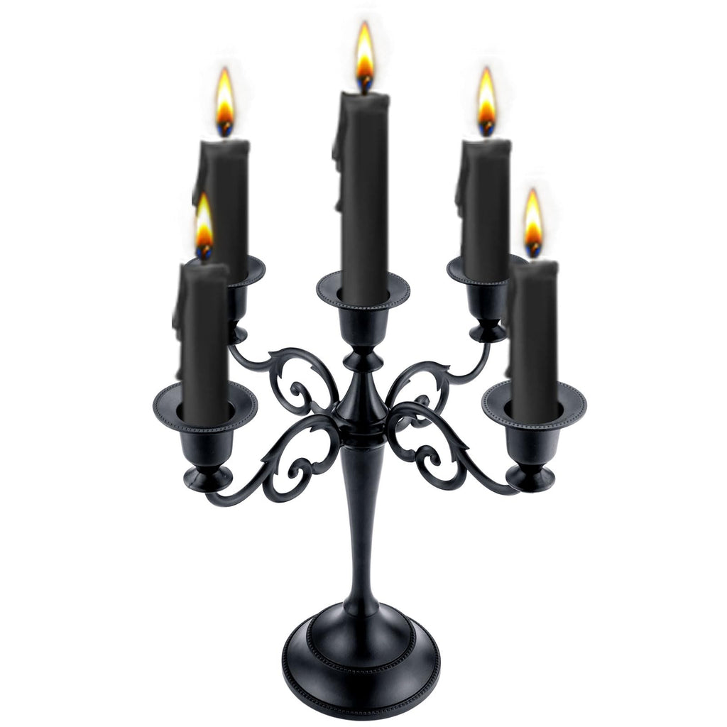 Viscacha 5-Arm Black Metal Candelabra Halloween Taper Holder Decor