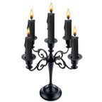 Viscacha 5-Arm Black Metal Candelabra Halloween Taper Holder Decor