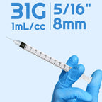 30 Pack Syringes 31G U-100 5/16" 1ml/cc, Disposable Syringe, Lab Supplies