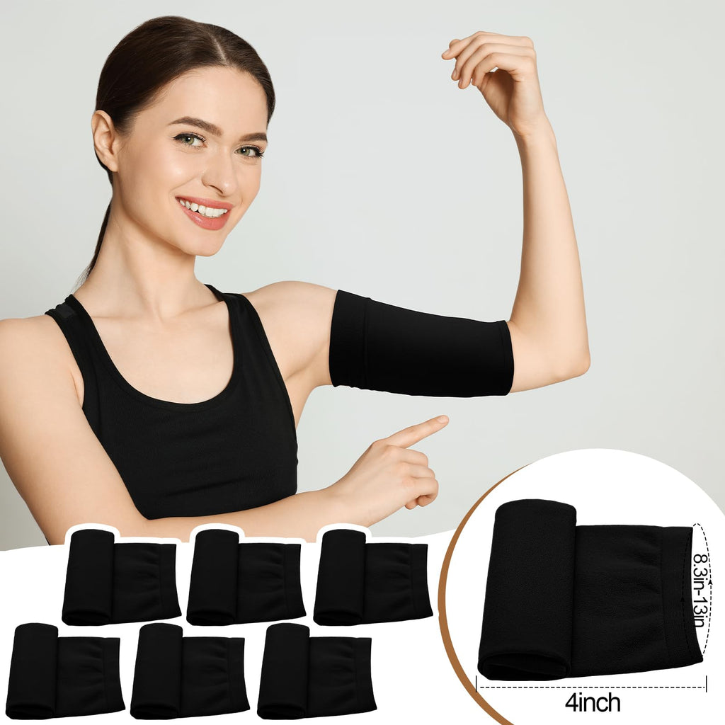 Vinsatin 6 Pcs PICC Line Sleeve Cover PICC Line Shower Cover Fashionable Breathable Upper Arm Sleeves for Women Men(Large,Black)