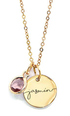 Personalized Birthstone Necklace for Women, Custom Birthstone Name Necklace