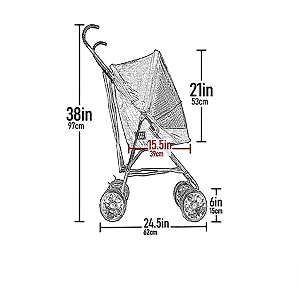 Pet Gear Travel Lite Plus Stroller, Compact, Easy Fold, No Assembly Required, Large Wheels for Cats and Dogs up to 15 pounds, New Black
