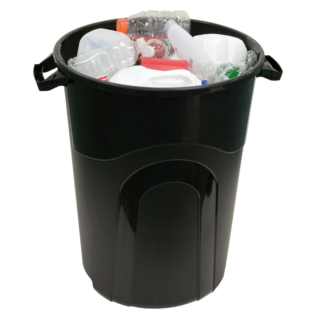 32 Gallon Heavy Duty Plastic Garbage Can, Included Click Lock Lid, Large Trash Can Sturdy Handles, Garage Trash Can, Indoor and Outdoor, Black