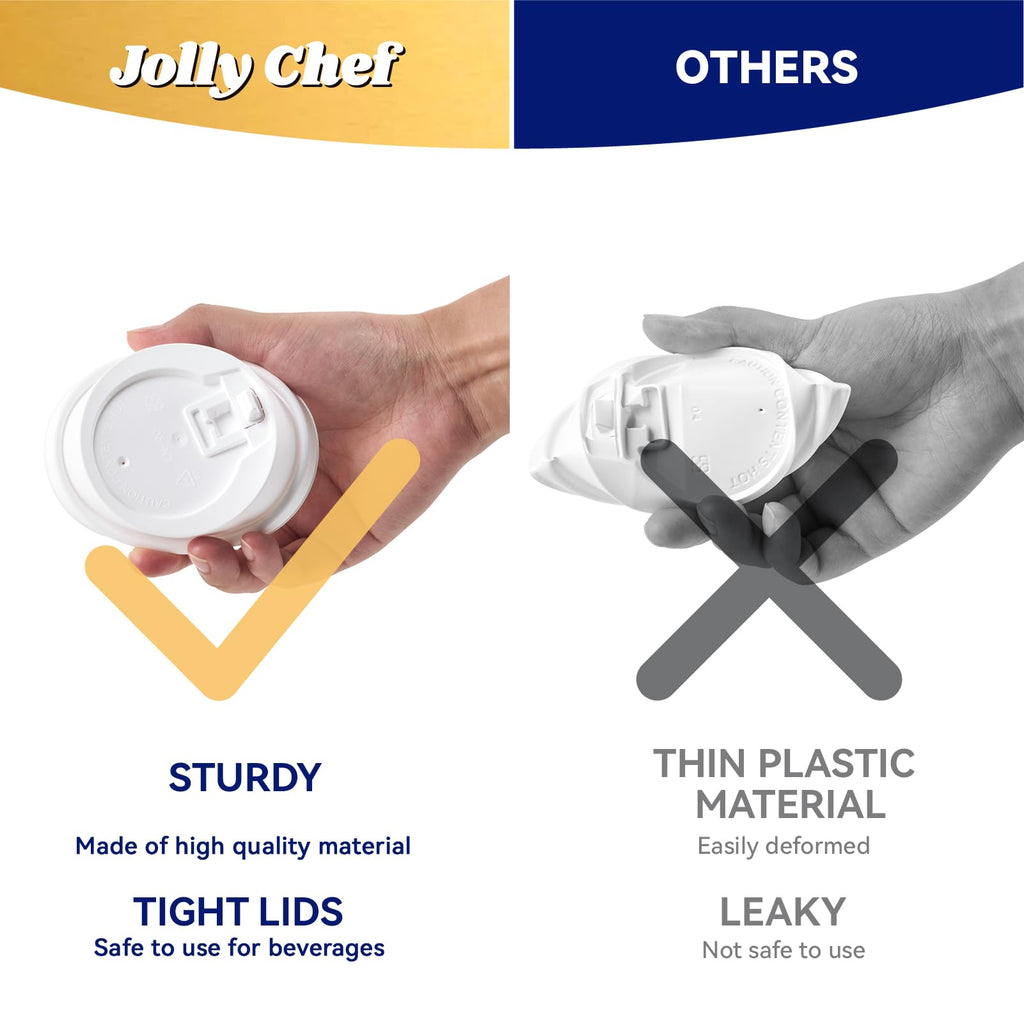 JOLLY CHEF 16 oz Paper Coffee Cups with Lids 100 Pack Disposable Hot Cups