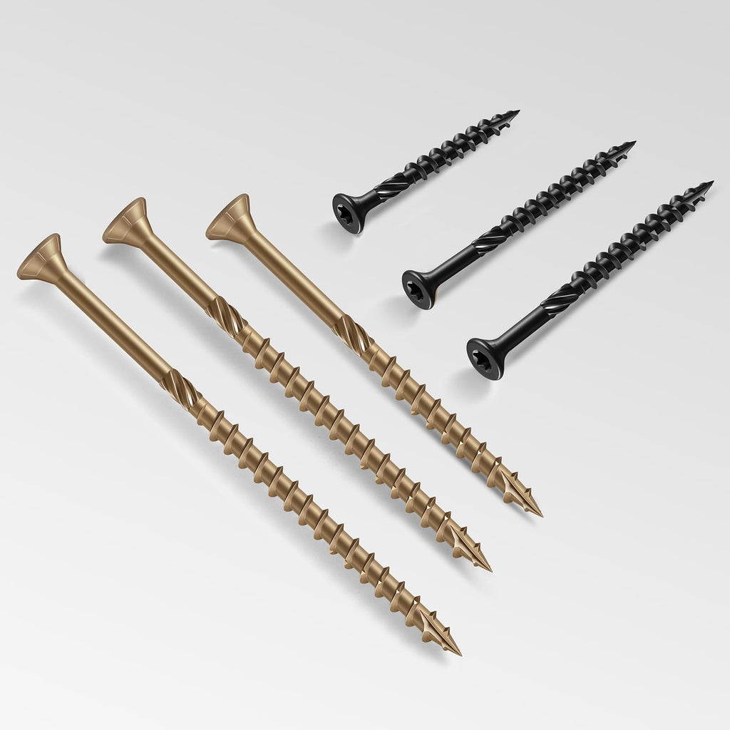 BNUOK #8 Deck Screws 1-5/8" Exterior Decking Wood Screws Heavy-Duty Outdoor Torx Drive Head,Black Rust Resistant Epoxy Coated for Timber,Fence,Star Bit(1Ib,129Pcs)