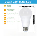 6-Pack 3 Way Bulb 30 70 100W Replacement LED Light Bulbs, Daylight 5000K, Three Way A19 Bulbs with E26 Base for Floor Lamps, Table Lamps