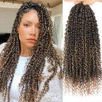 ZRQ Goddess Passion Twist Hair with Curly End 18 Inch Pre Twisted Passion Twist 8 Packs Ombre Blonde Pre Looped Long Boho Style Crochet Braids Hair Extensions for Women