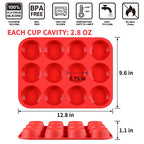 12 Cups Silicone Muffin Pan - Regular Size Cupcake Pan Muffin Tin for Baking Nonstick Food Grade