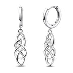 Celtic Knot Earrings for Women - Sterling Silver Hoop Earrings for Women Trendy Hypoallergenic Long Loop Earrings with Dangling Charm for Sensitive Ears Classic Fashion Huggie Earrings Gifts
