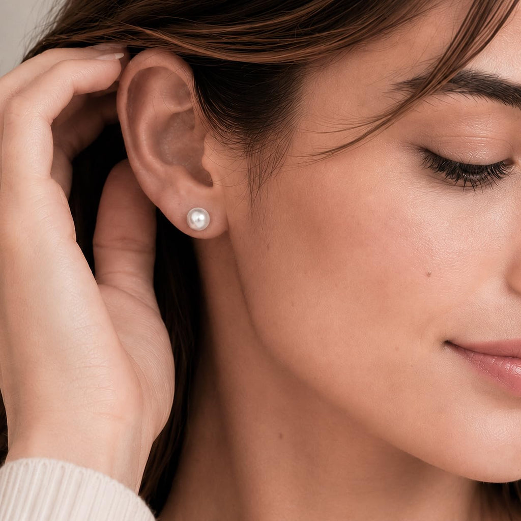 Nacréliser 8-9mm Freshwater Pearl Stud Earrings | 925 Silver | AAA+Quality