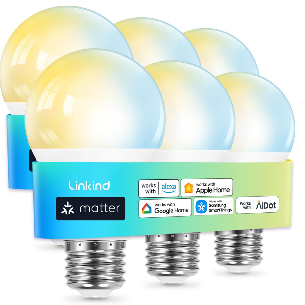 Linkind Matter Smart Light Bulbs, Work with Apple Home, Alexa, Google Home