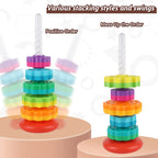 JUXUE Baby Spinning Stacking Toys for Toddlers 1-3, Rainbow Ring Stacker Montessori Toys for Babies 6-12 Months, 1 2 3 One Year Old Girl Boy Christmas Birthday Gifts, Autism Sensory Learning Toy