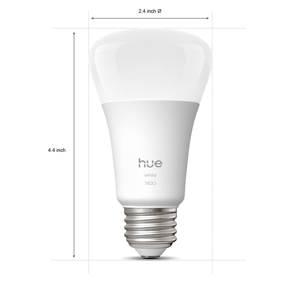Philips Hue Smart LED A19 Bulb 1-Pack, Warm White Light 2700K, E26 Base, 10.5W, 1100 Lumens, Dimmable, Works with Alexa, Google Assistant, and Apple Home