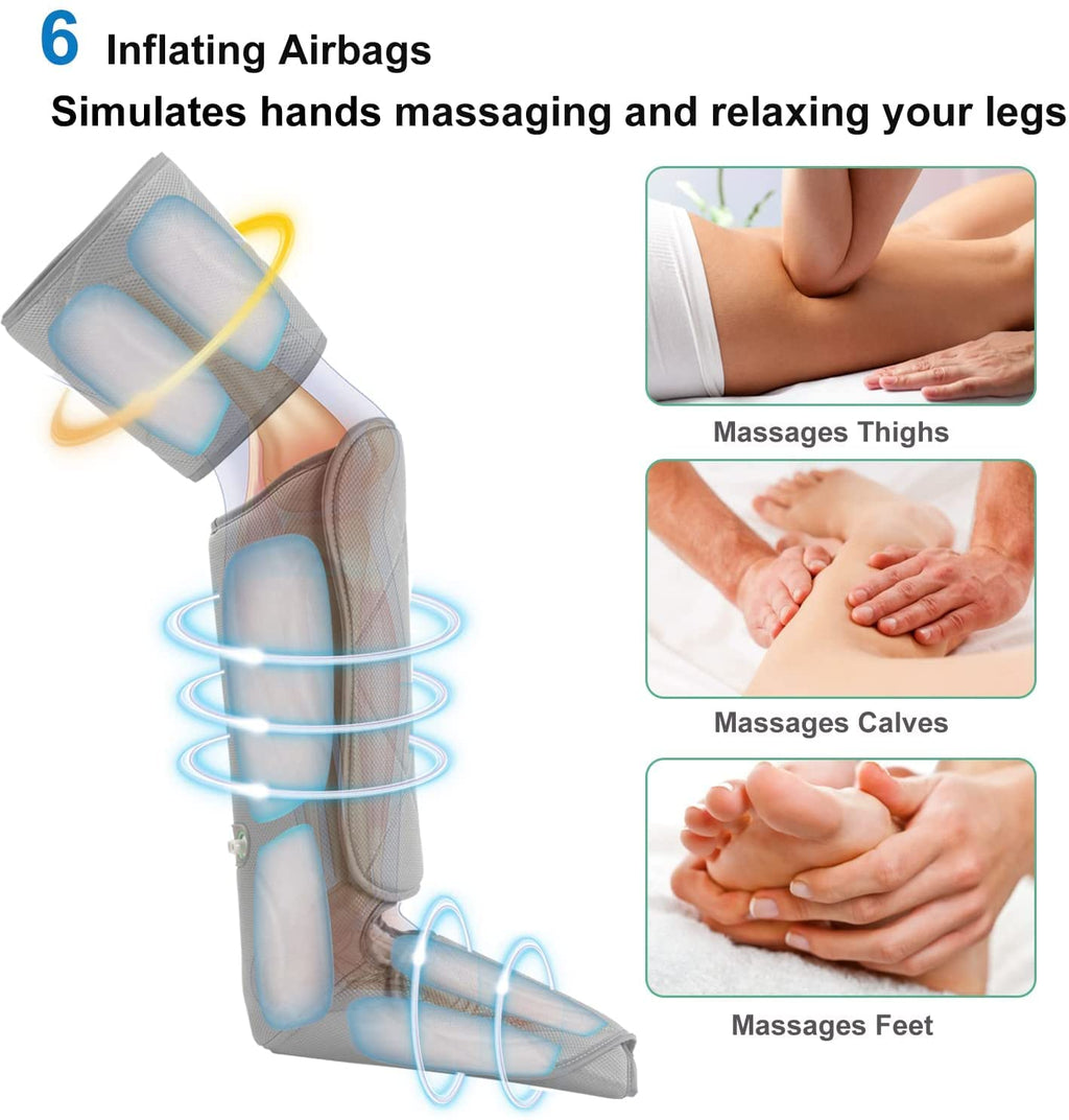 Leg Massager for Circulation - Foot and Calf Massager, Air Compression Leg Wraps Massage Boots Machine for Home Use Leg Massage - scd Machine for Calf, Thigh and Foot Massager, FSA or HSA Eligible