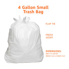 Amazon Basics Small 4 Gallon Trash Bags with Flap Ties, Fresh Scent, Odor Control, 0.5 mil Thick, 80 Count