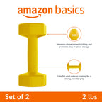 Amazon Basics Vinyl Coated Dumbbell Hand Weights, 2 Pounds, Pair, Yellow