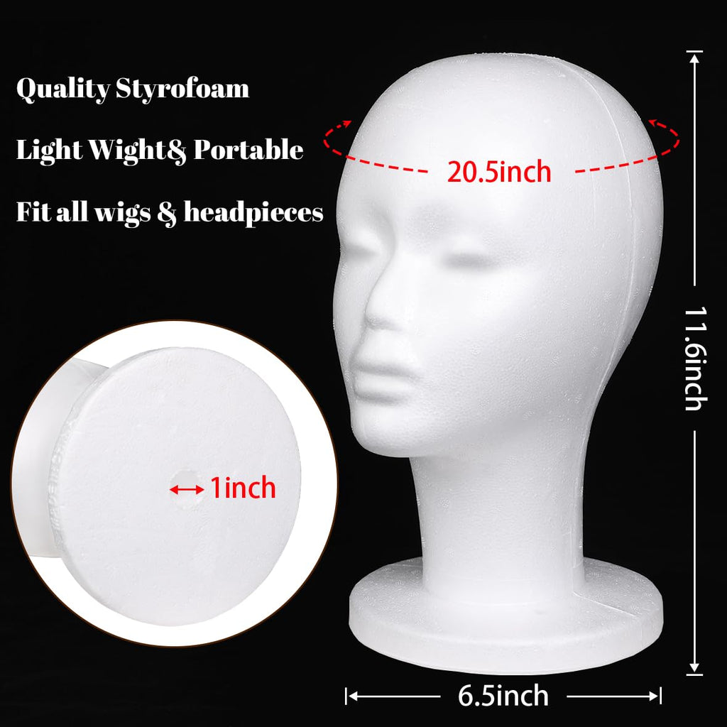 Leeven Styrofoam Wig Heads Foam Mannequin Head Stand for Wigs 3 Packs