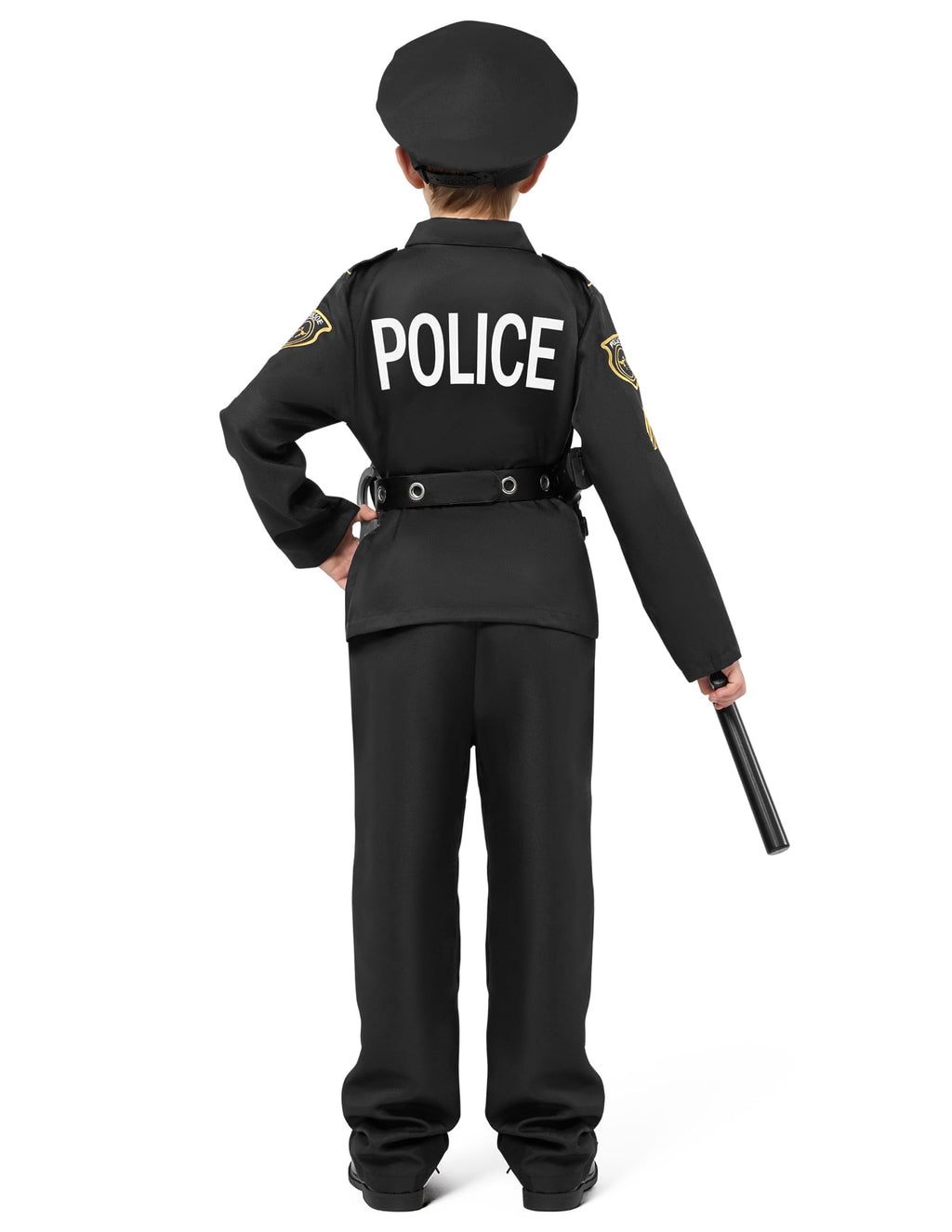 Spooktacular Creations 14PCS Halloween Police Costume for Kids, Black Police Officer Costume for Boys, Toddler Cosplay RolePlay Themed Party (Small, 5-7 yrs)