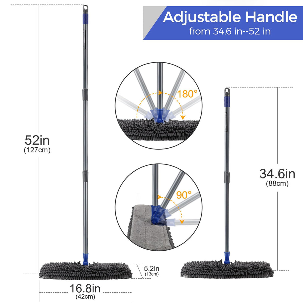 MASTERTOP Microfiber Dust Mop,Double-Sided Flat Mops for Hardwood Floors with 4 Reusable Mop Pads, Floor Mops with Stainless Steel Handle and Extension, Cleaner for Hardwood, Vinyl, Laminate, Tile