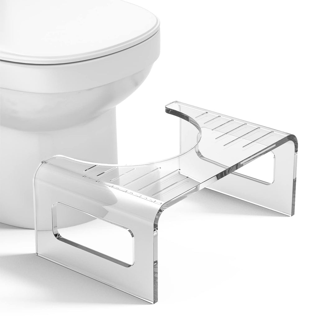 AmazerBath 7 Inches Acrylic Toilet Stool Squat, Clear Bathroom Poop Potty Stool for Adults, Modern Design Non-Slip Pooping Stool, Strong Load-Bearing, Blends Seamlessly Into Any Bathroom