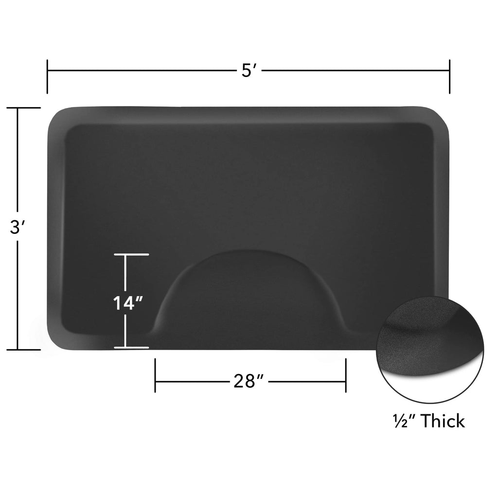 Saloniture 3 ft. x 5 ft. Salon & Barber Shop Chair Anti-Fatigue Floor Mat - Black Rectangle - 1/2 in. Thick - 2 Pack