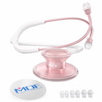 MDF Instruments, Acoustica Lightweight Stethoscope for Doctors, Nurses, Students, Home Health Use, Adult, Dual Head, White Tube, Rosegold (Matte Finish) Chestpiece-Headset, MDF747XPRG29