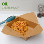 AICHEF 50 Pack 70 oz Large Take Out Food Containers - Heavy Duty Microwavable Kraft Brown Paper To Go Box #3 - Grease Resist Paper Lunch Box Cardboard Take Out Box for Restaurant, Household, Party
