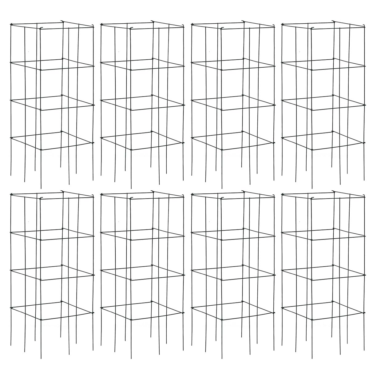 S AFSTAR 4 Pack Folding Tomato Cages, 39 Inches Tall Square Plant Support Cage for Garden Climbing Plants Flowers Fruits, Heavy Duty Tomato Vegetable Trellis