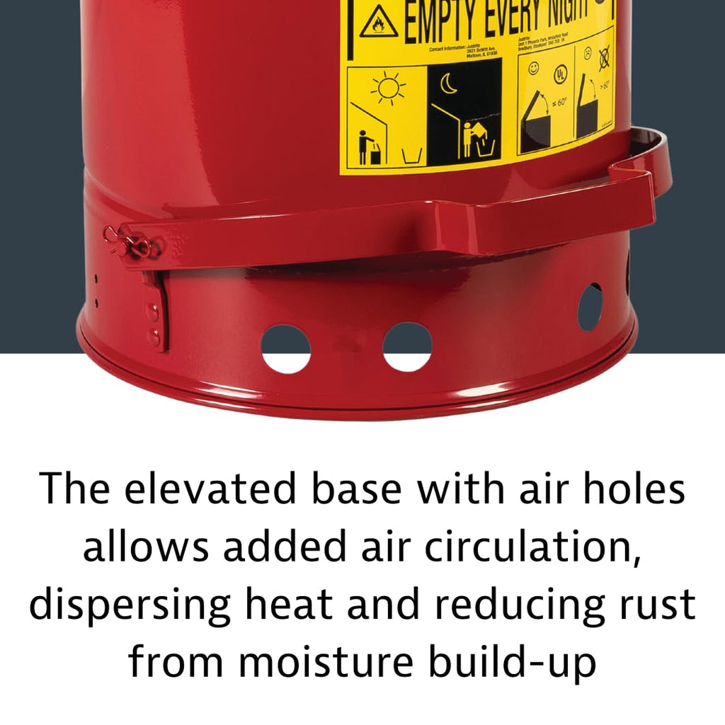 Justrite 10 Gallon Galvanized Steel Oily Waste Can