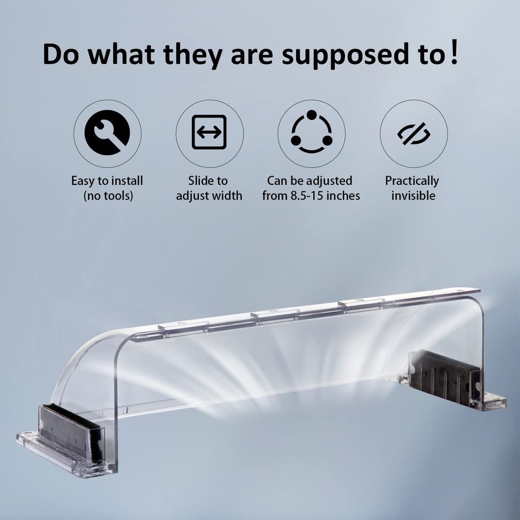 4 Pack Transparent Adjustable Air Deflector for Vents, Sidewalls and Ceiling Registers, 8.5" to 15"